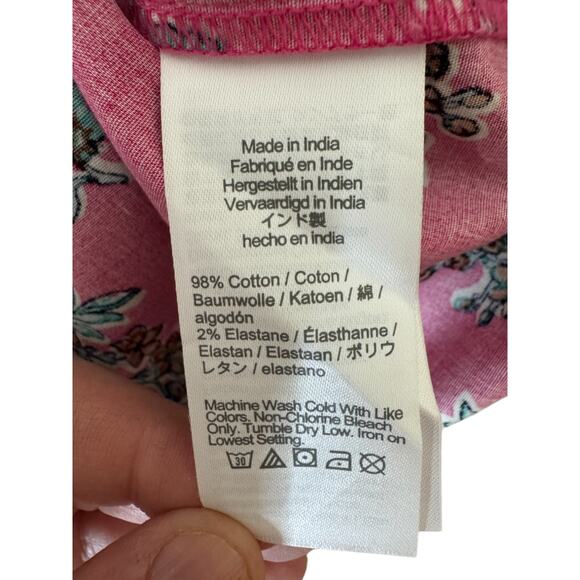 J. Crew Factory Printed Short Sleeve V-Neck Poplin Top Size XS Pink Floral - Picture 10 of 14